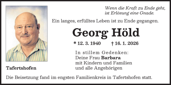 Traueranzeige von Georg Höld von Illertisser Zeitung