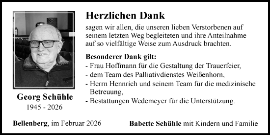 Traueranzeige von Georg Schühle von Illertisser Zeitung