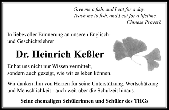 Traueranzeige von Heinrich Keßler von Rieser Nachrichten
