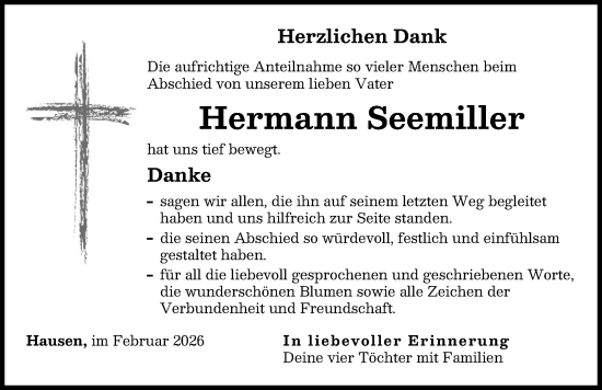 Traueranzeige von Hermann Seemiller von Augsburg-Land