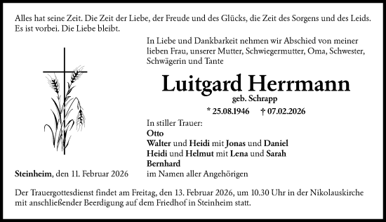 Traueranzeige von Luitgard Herrmann von Neu-Ulmer Zeitung, Augsburger Allgemeine