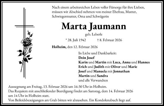 Traueranzeige von Marta Jaumann von Rieser Nachrichten