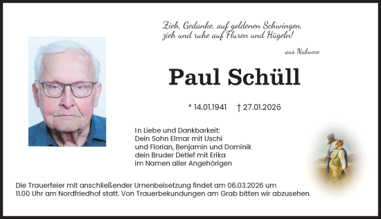 Traueranzeige von Paul Schüll von Augsburger Allgemeine