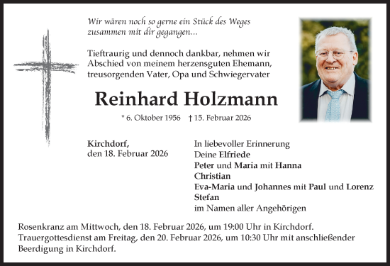 Traueranzeige von Reinhard Holzmann von Mindelheimer Zeitung