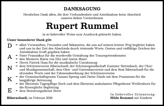Traueranzeige von Rupert Rummel von Neu-Ulmer Zeitung