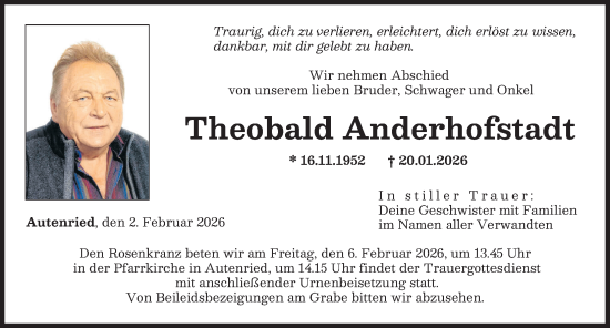 Traueranzeige von Theobald Anderhofstadt von Günzburger Zeitung