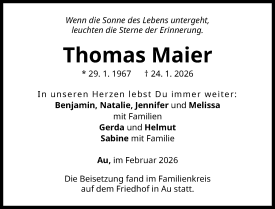 Traueranzeige von Thomas Maier von Illertisser Zeitung
