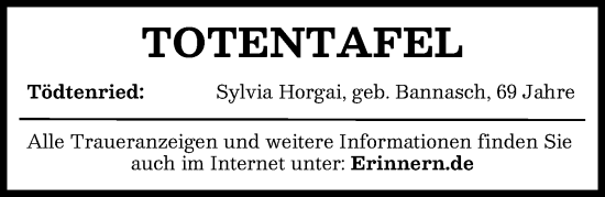 Traueranzeige von Totentafel vom 11.02.2026 von Aichacher Nachrichten