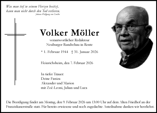 Traueranzeige von Volker Möller von Neuburger Rundschau